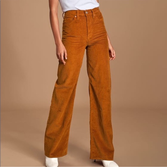 Levi's Pants - Levi’s Ribcage Wide Leg Orange Corduroy Pants Size 31
